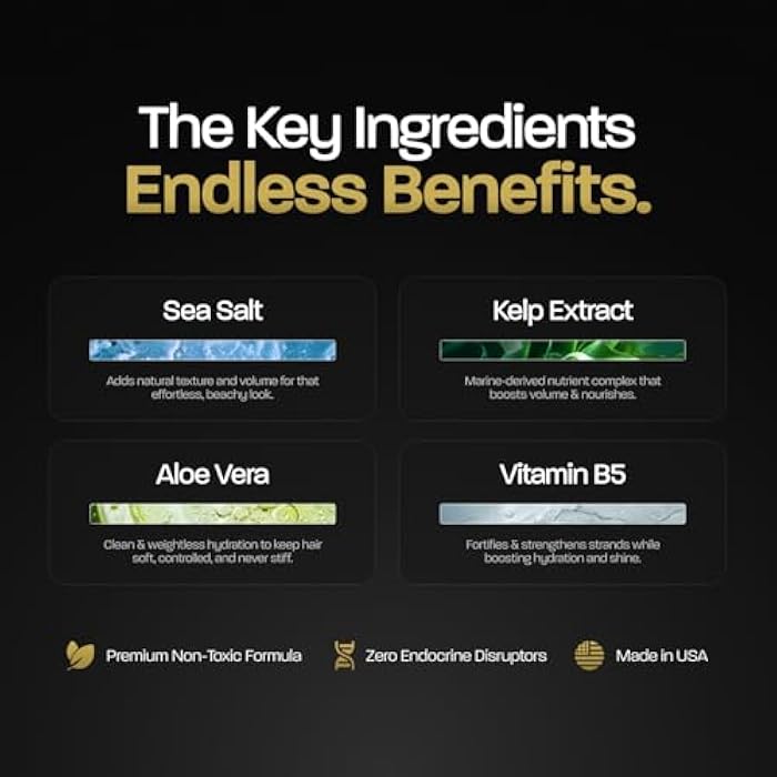 Based Bodyworks بخاخ ملح البحر من BASED BODYWORKS، بخاخ ملح البحر بتشطيب طبيعي للشعر، يمنح الحجم والملمس، غني بالطحالب وفيتامين B5، خفيف وغير دهني، خالي من البارابين - Image 5